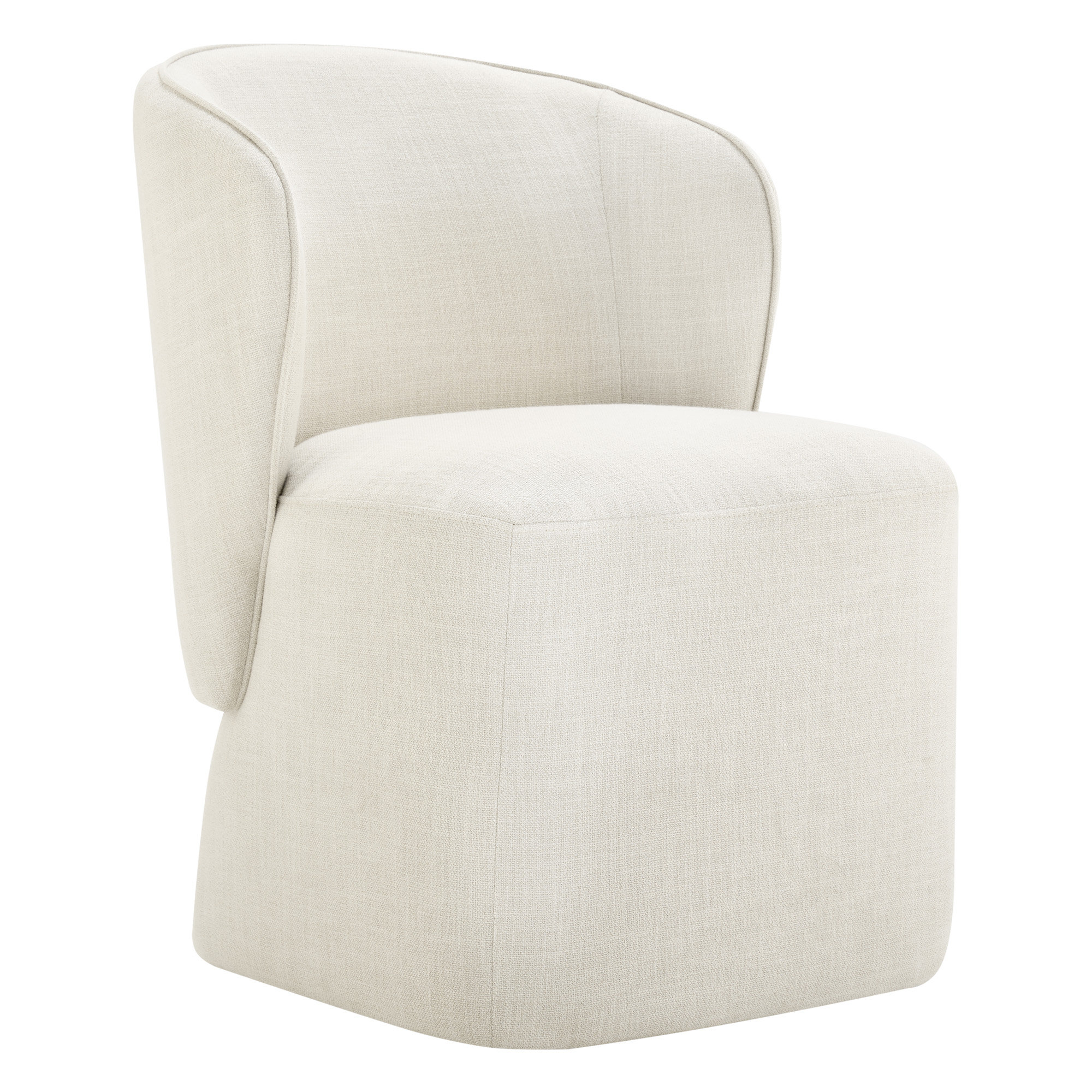 Niha Upholstered Dining Chair with Casters, Effie Linen Performance Linen