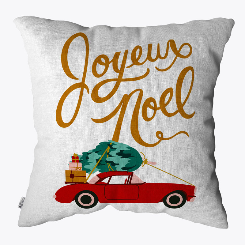 Alidia Joyeux Noel Festive Car Christmas Square Linen Scatter Cushion Cover