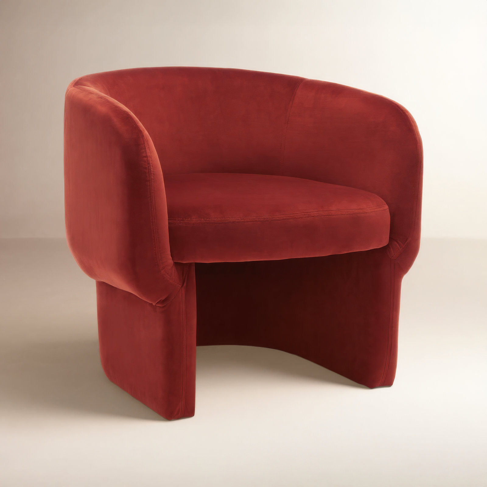Cambry Upholstered Barrel Chair, Rust Velvet