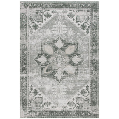 DeBary Oriental Dark Sage/Ivory Area Rug