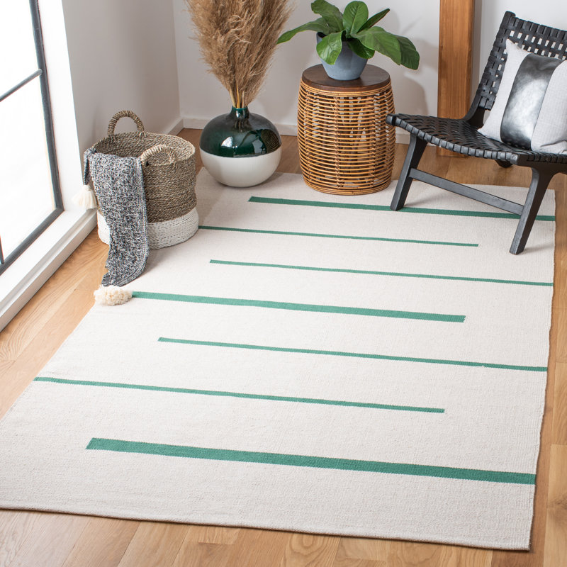 Estremara Hand Woven Cotton Striped Rug, Rectangle 8' x 10'