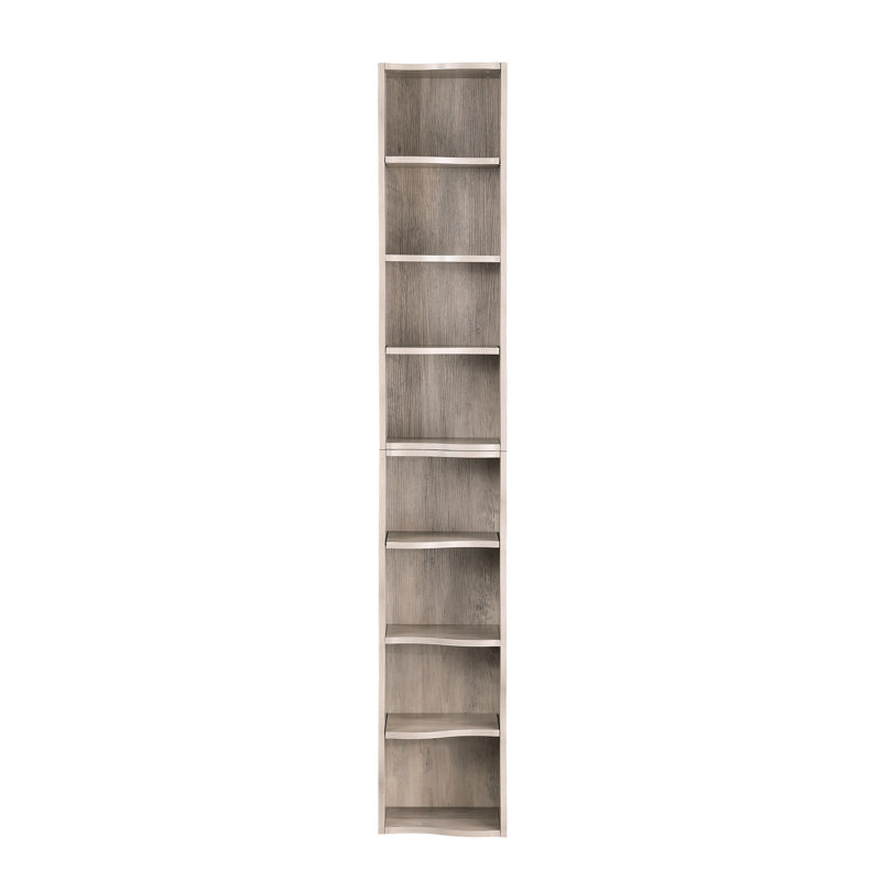Bibliothèque réglable à 8 couches avec bordure ondulée pour les bureaux à domicile hauts et étroits, apparence exquise de deux armoires démontables, étagère ultra mince et facile à installer