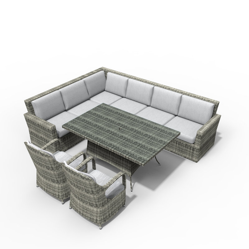 Algird Wicker 8 - Person Patio Conversation Set with Cushions