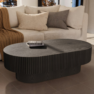 Alethia 44'' Handcrafted Capsule Coffee Table – Fluted Solid Wood Design