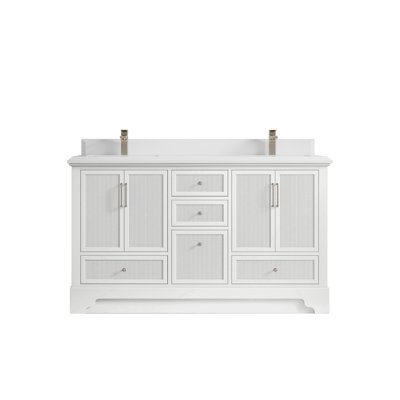 Meuble-lavabo double 60 po Alys (option poignées)