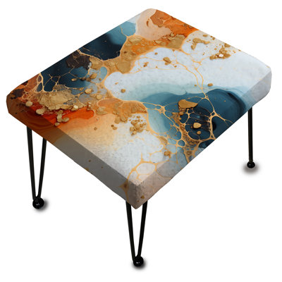 Repose-pieds bleu sarcelle et or Marble Elegance