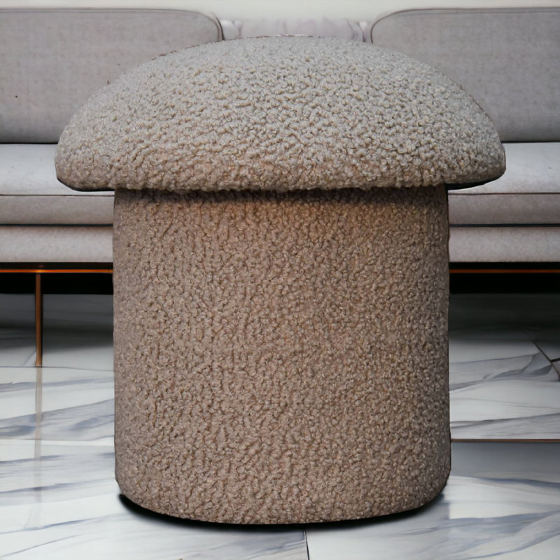 Banujan 44cm Wide Round Solid Colour Footstool Ottoman, Mud