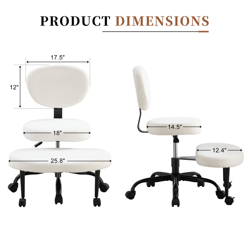 Olamide 25.8" Wide Stylish Upholstered Ergonomic Cross Chair With Adjustable Height, ADHD Desk Kneelingchair For Yoga Office