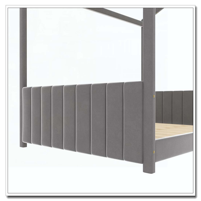 Lit en bois Velvet House, gris, Complète