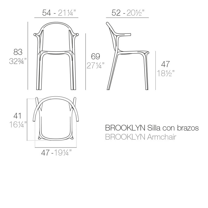 Fauteuil de patio empilable Brooklyn, Bronze