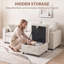 Canapé-lit avec repose-pieds avec rangement, canapé-lit escamotable, beige