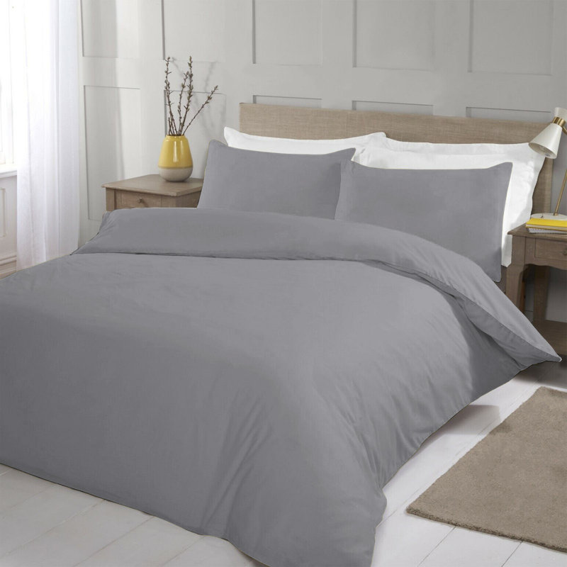 Microfiber Duvet Cover Set Set, Silver, Kingsize Duvet Cover Set + 3 Additional Pieces