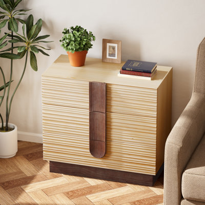 Modern Farmhouse 3 Drawer Dresser With Grooved Design Front