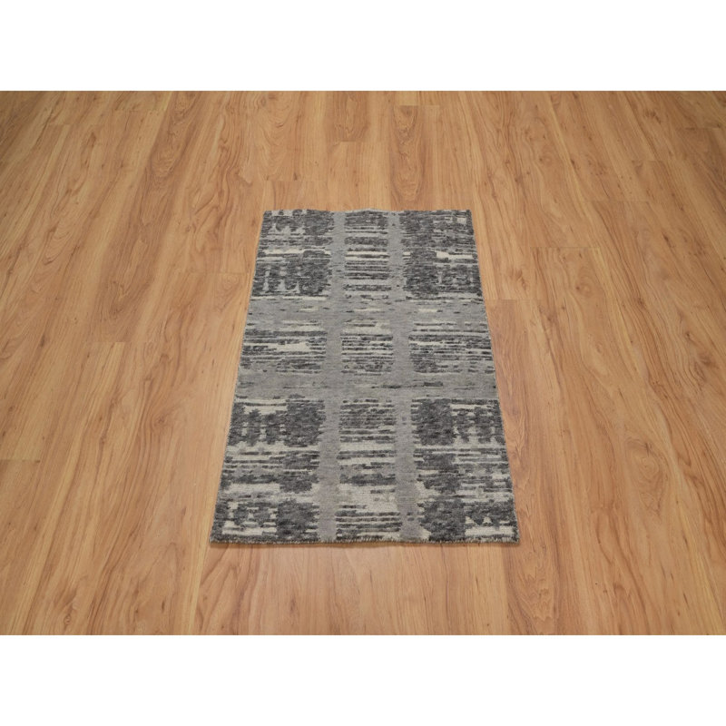 Tapis gris 2 pi x 3 pi 1 po, motif moderne croisé effacé, tissé à la main, laine naturelle non tissée, tapis, échantillon, tapis oriental