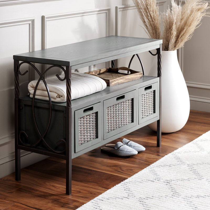 Console en bois massif de 36 po Aprille, Gris cendré