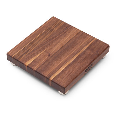 Planche en noyer grain 1,5 "avec pieds en acier inoxydable Gift