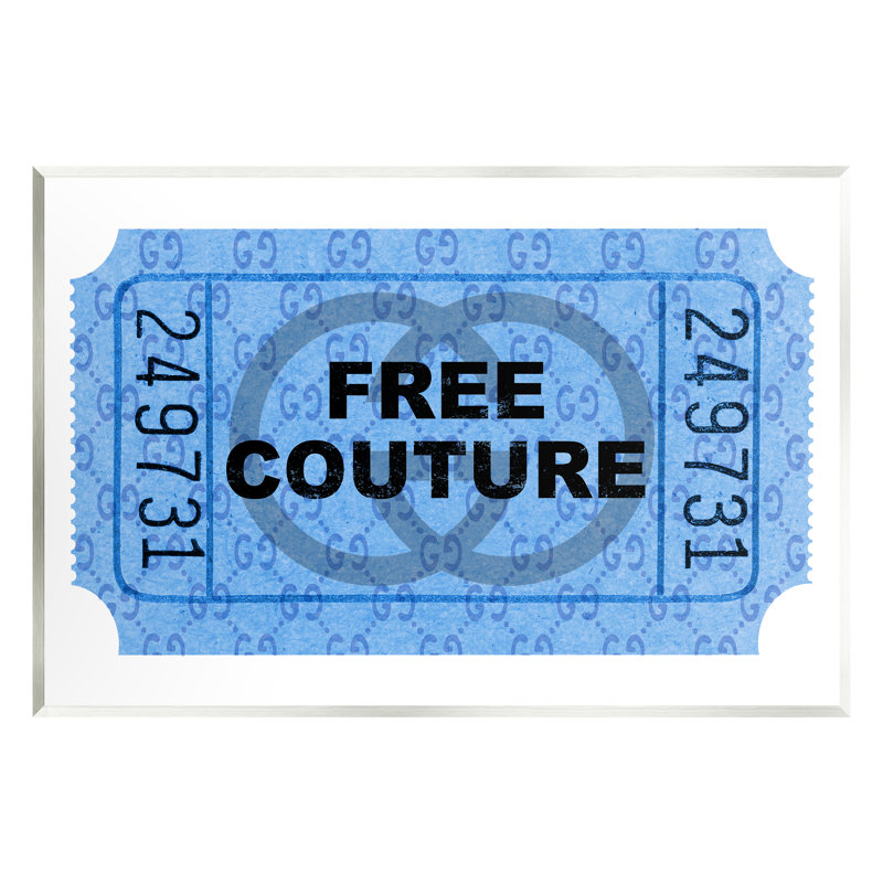 «Free Couture Blue Bill Stub» par Lil 'Rue, impression, H 10 po x l 15 po x P 0,5 po, Mdf