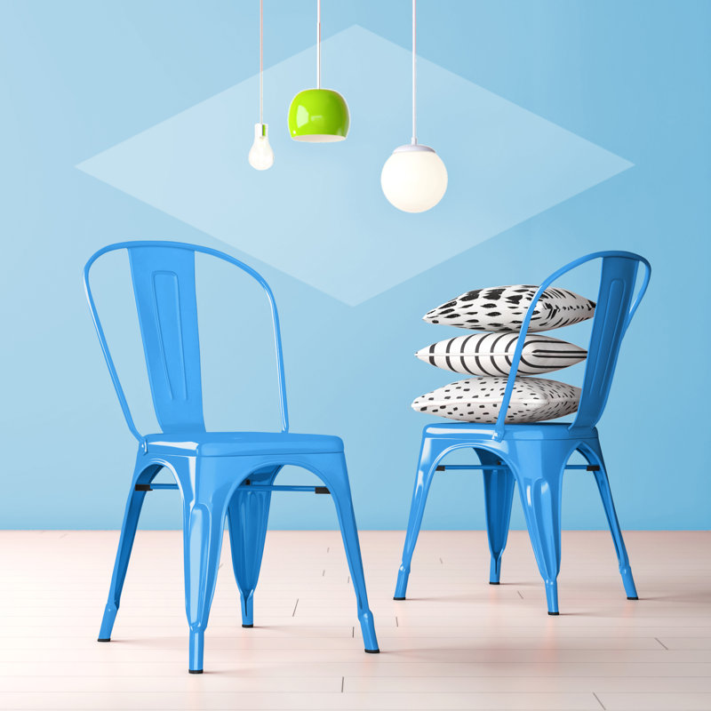 Chaise de salle à manger empilable, Bleu