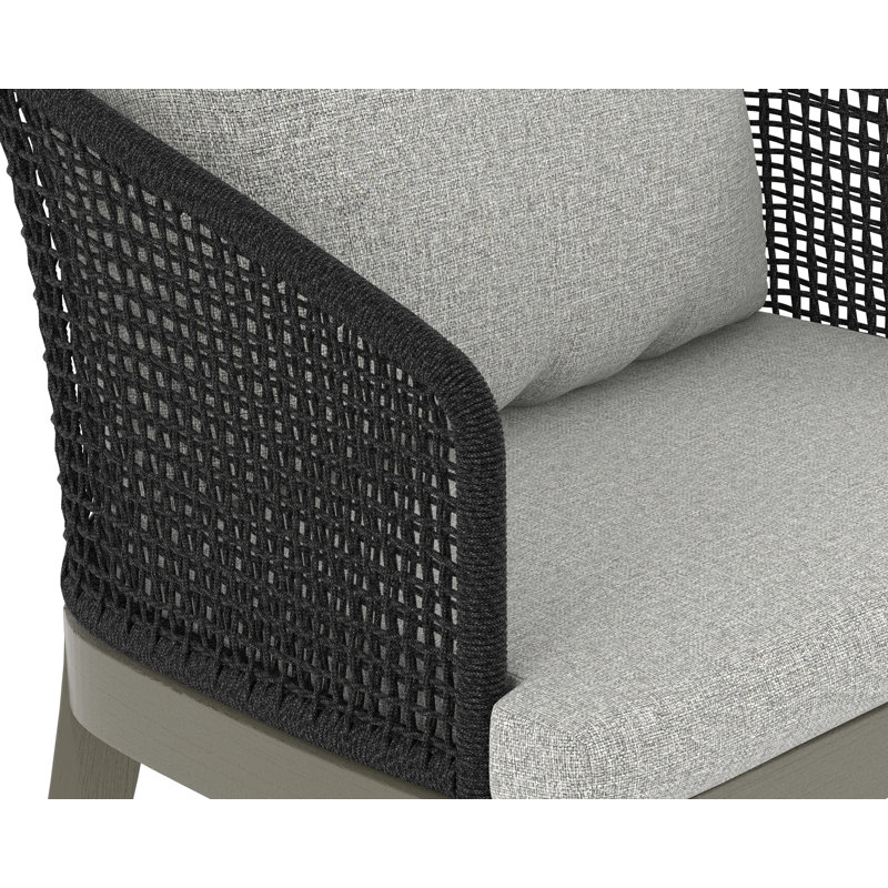 Capri Outdoor Teak Dining Armchair, Dark Gray Frame/Light Gray Cushion