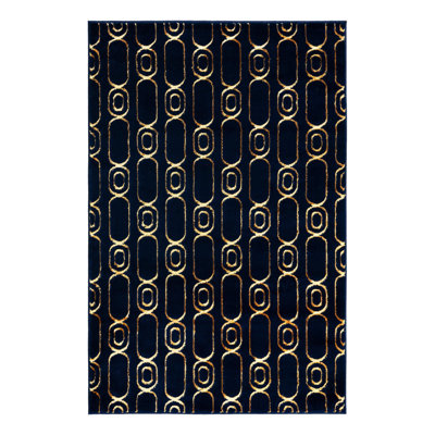 Latitude Run® Column Novica Rug Navy Blue and Gold
