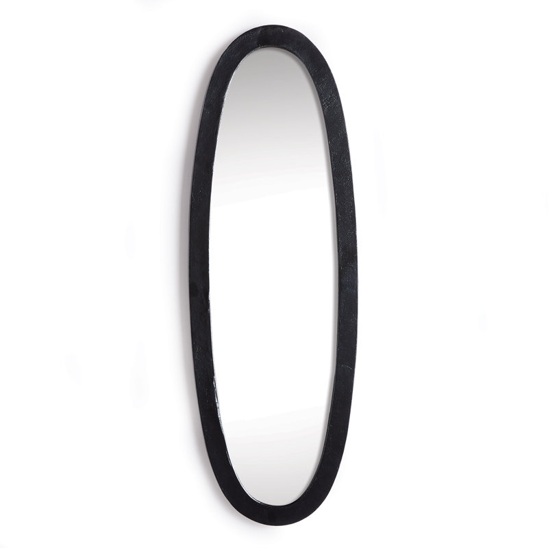 Othal Textured Matte Black Metal Oval Full-Length Mirror