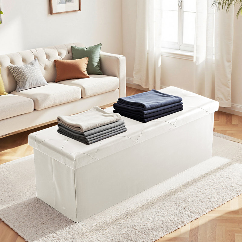 Banc de rangement pliable, Beige, Beige