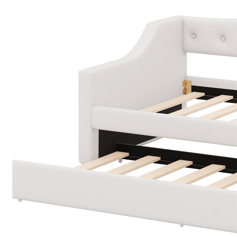 Lit de jour rembourré avec ceinture DEL et lit gigogne, Beige