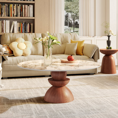 42" Round Coffee Table Living Room Center Cocktail Table