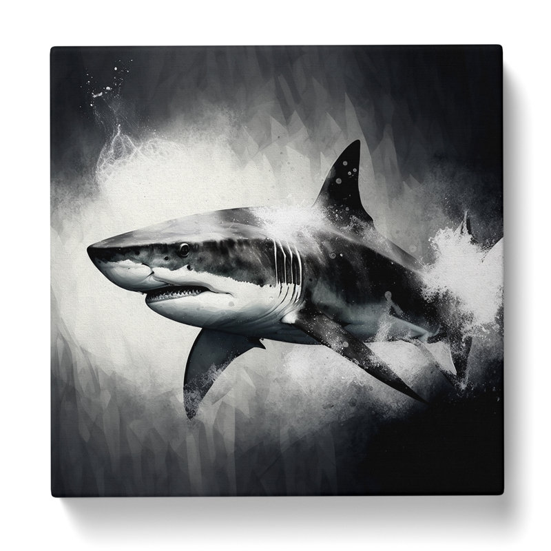 Shark Gestural Art No.1 - Wrapped Canvas, 35cm H x 35cm W x 3cm D