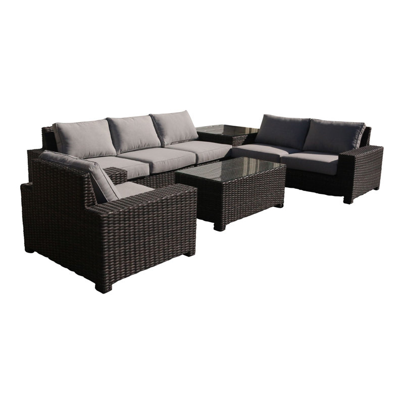 Canapé modulaire d'extérieur en osier de 37 po de largeur avec coussins Thunell