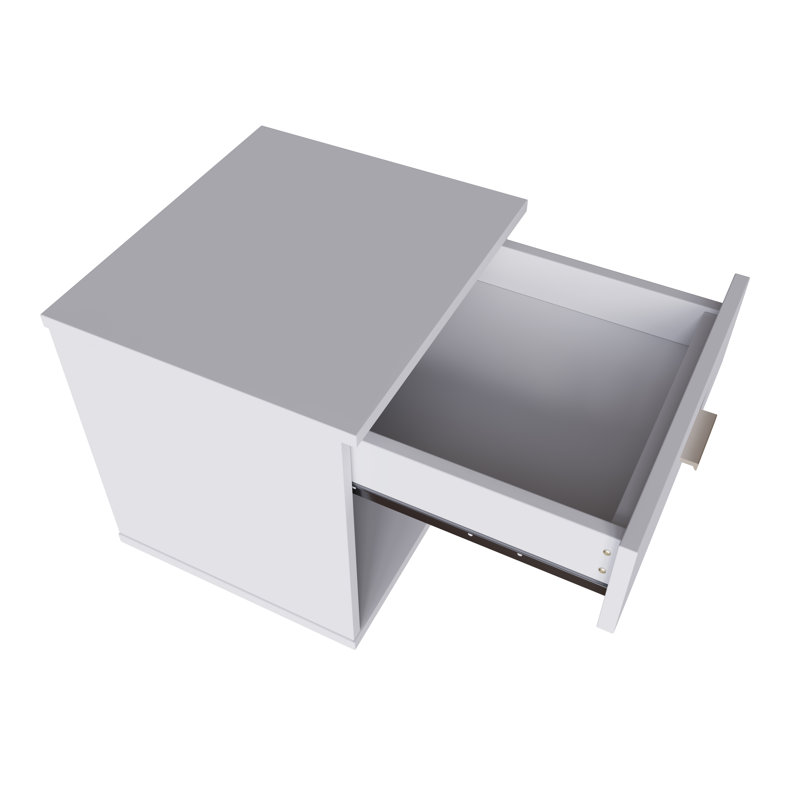 Novara Single Drawer Low Profile Nightstand, White