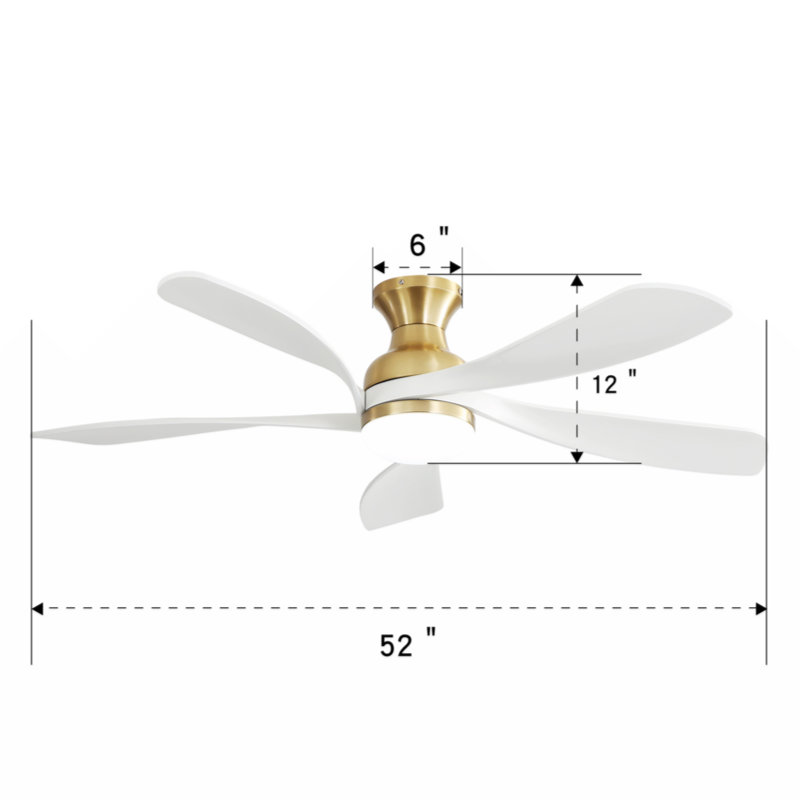 Eslettes 52'' Ceiling Fan with LED Lights, Gold