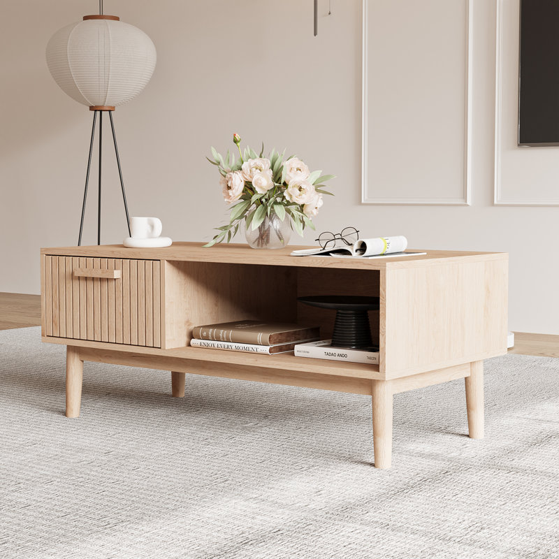 39" Wooden Coffee Table with Drawer