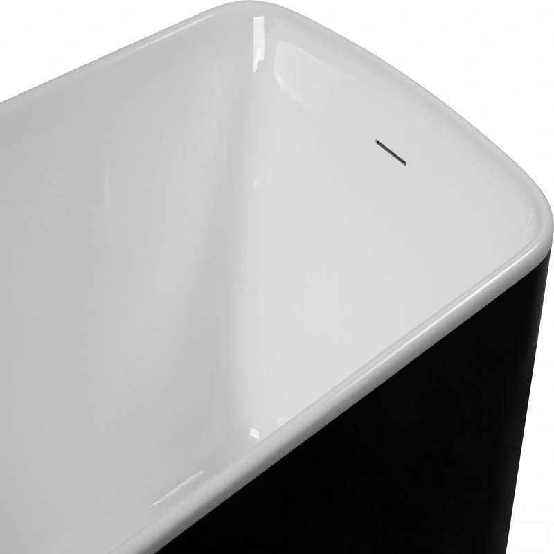 Acrylic Freestanding Soaking Bathtub, Japanese Soaking Hot Tub With Overflow And Drain, Black