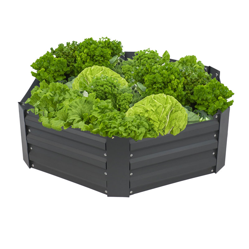 Ondre Hexagon Galvanized Steel Outdoor Raised Garden Bed - 41" x 35" x 12.25", Gray