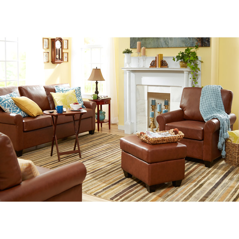 Jay 76'' Faux Leather Sofa, Medium Brown