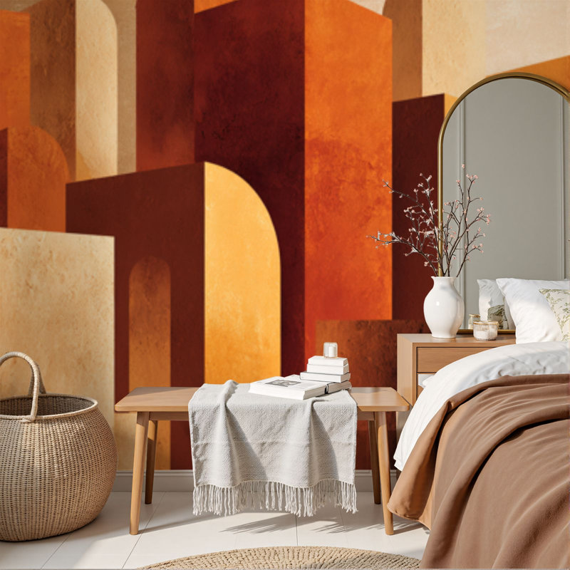Peel and Stick Papier peint minimaliste moderne, architecture, affiche, Arches, Mid Century, géométrique, peintures murales, 69 po x l 96 po, amovible, papier peint mural en PVC, auto-adhésif, pour chambre, salon, bureau à domicile