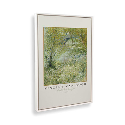 Van Gogh's River Bank in Springtime, reproduction sur toile dans un cadre