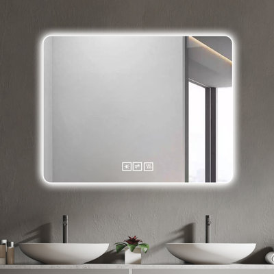 Bathroom Mirror With Led Lights: Fog, 3 Color Options, Effortless Maintenance Fog 5 Level Dimming, Strong , Translucent Surface