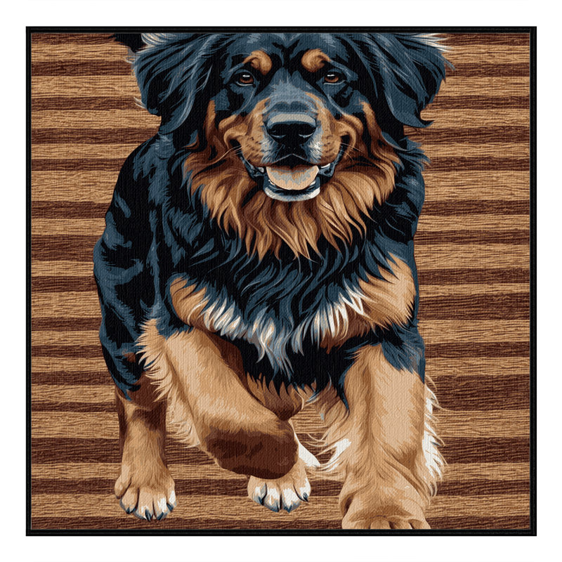 Washable Leonberger Dogs Area Rug, Round 4'