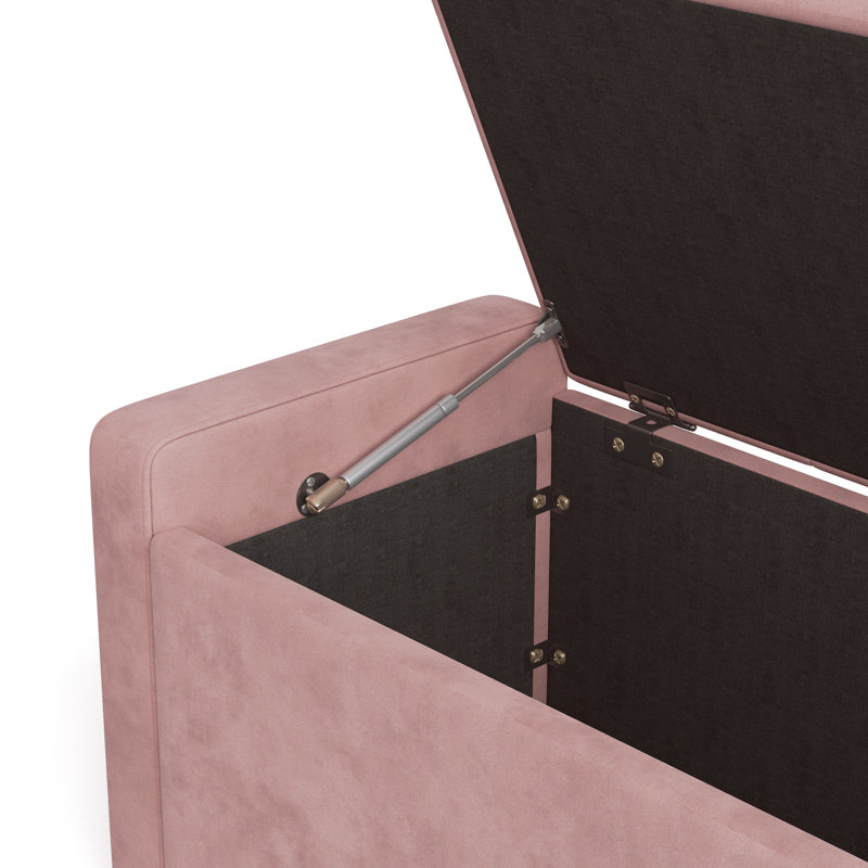 Banc de rangement rembourré Benedetto, Velours Capri rose