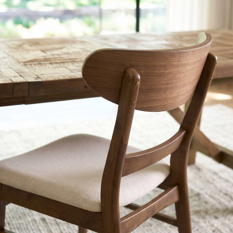 Cambrielle Mid-Century Modern Upholstered Dining Chairs with Rubberwood Frame and Padded Seat, 2