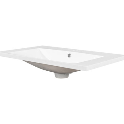 New 30 Inch White Ceramic Sink, Pre - Drilled For Single Handle Faucets, Long Lasting Durability, Smooth Surface Effortless Stain Elimination And Fast Setup On Cabinet Bathroom Flexible Faucet