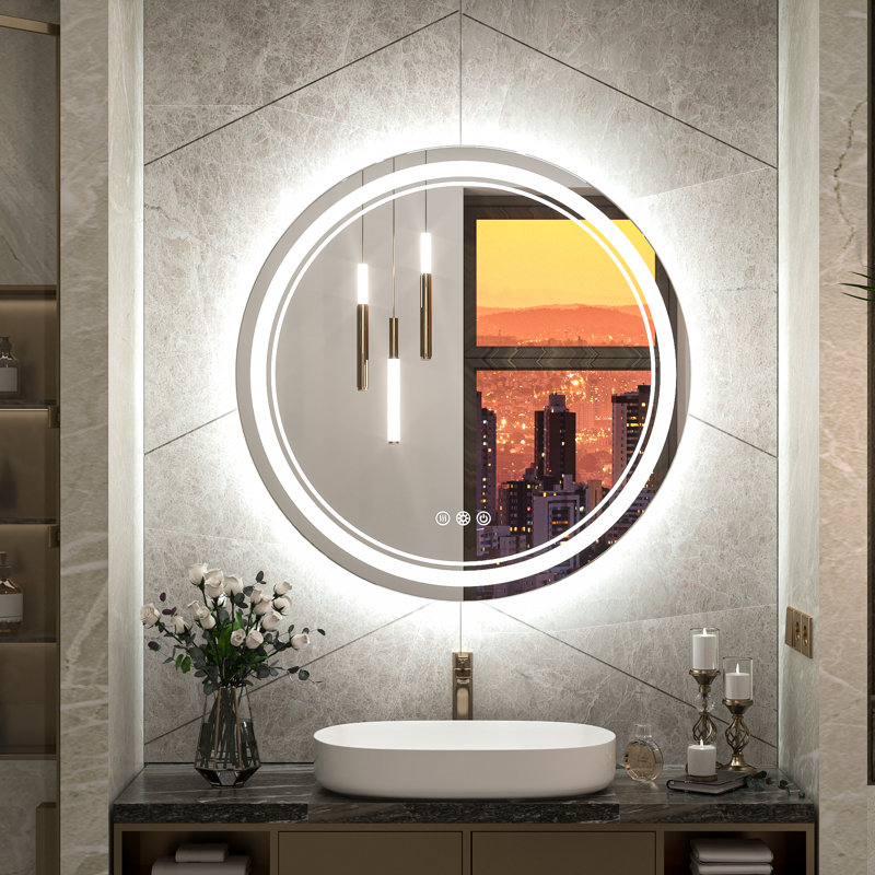 Miroir de salle de bain Elayshia, 24 po x 24 po