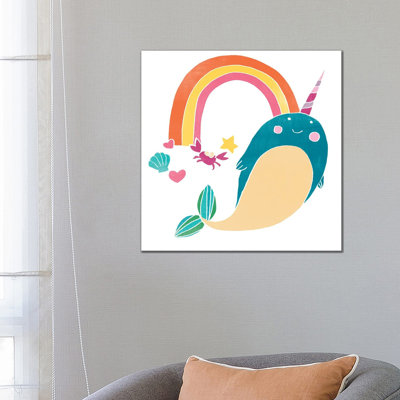 Happy Narwhals IV by June Erica Vess - Wrapped Canvas Painting