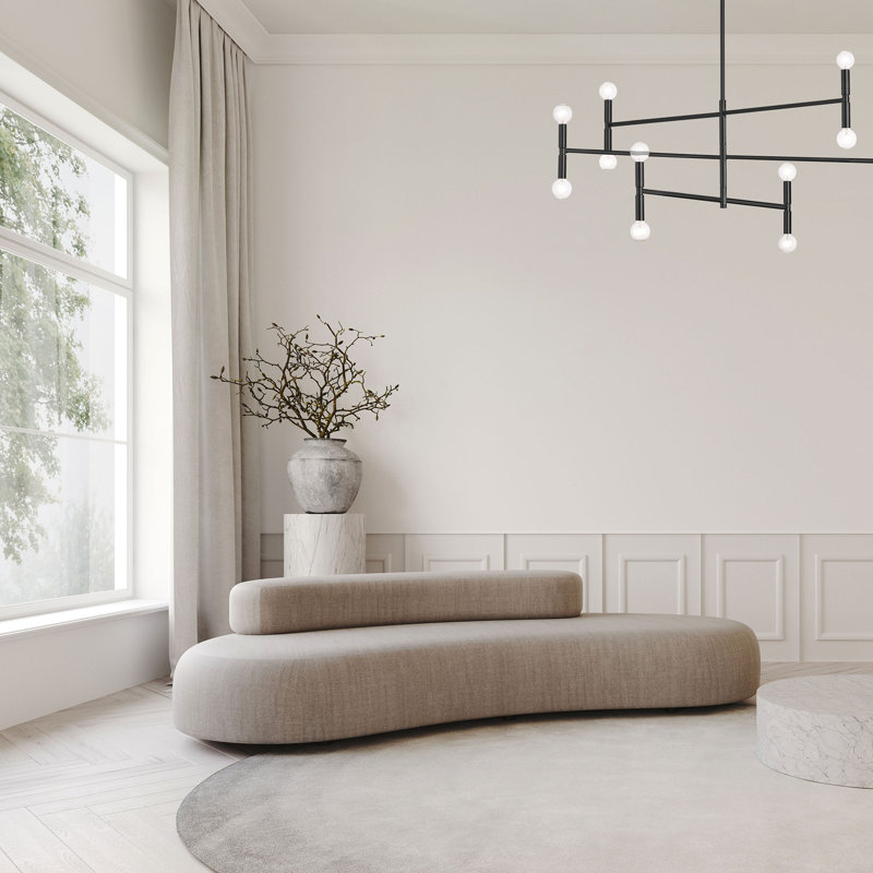 Lustre linéaire moderne Spoutnik à 12 lumières Skelly, Noir mat