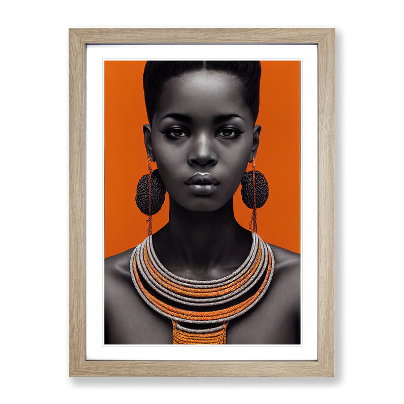 The Resplendent Woman - Single Picture Frame Painting, 64cm H x 46cm W x 2cm D, Oak