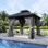 10 pi. L 10 pi. D Pavillon de jardin avec toit en acier galvanisé et structure en métal