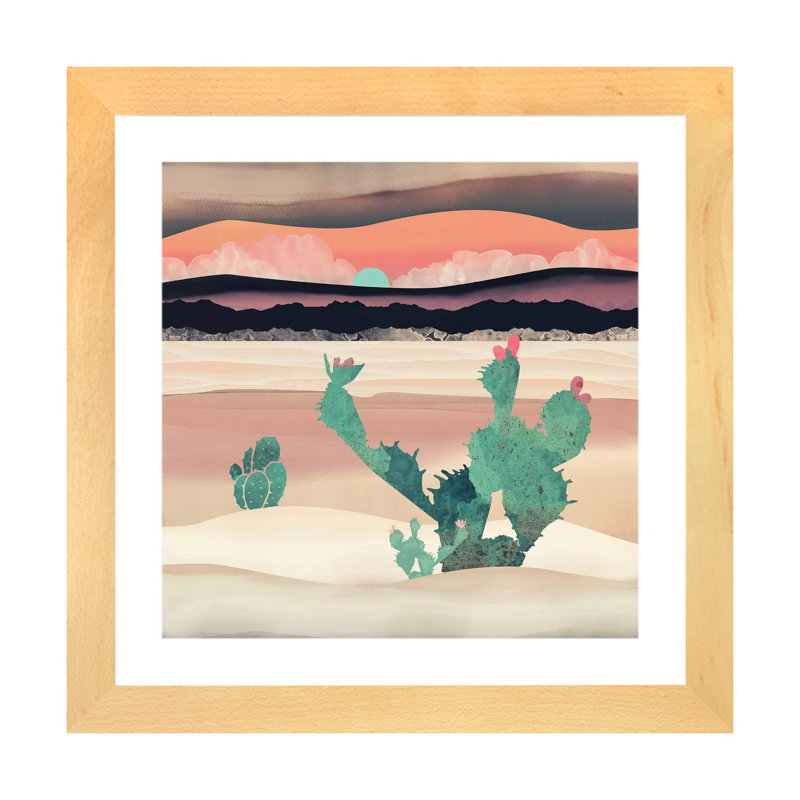 Désert du désert - impression d'art graphique, 16" H x 16" W x 1" D, Beige Wood Framed Paper, Blanc