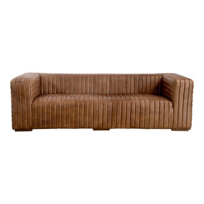 Jeanette 95"" Genuine Leather Square Arm Chesterfield Sofa -  Birch Lane™, F52A65016E9C43B39D714B944C4981E9